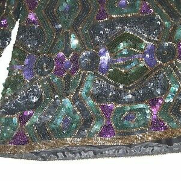 VTG 80's Heavy Solid Beading Lined Top L-XL - Picture 3 of 5